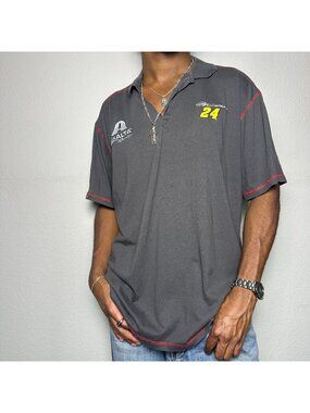 VTG Nascar Men XL Polo Chase Authentics Jeff Gordon 24 Shirt Grey Sport Racing